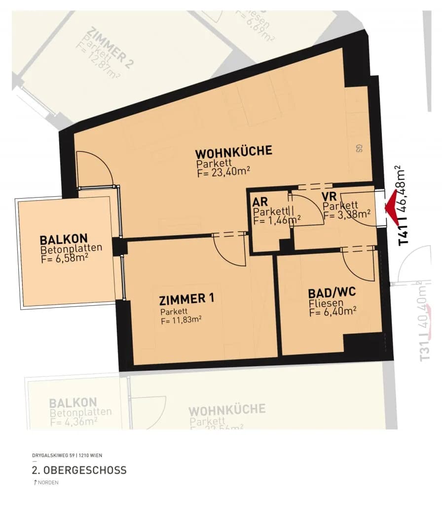 2-Zimmer-Wohnung mieten in Wien – 46,48 m², € 900 – Bild 20 von 20