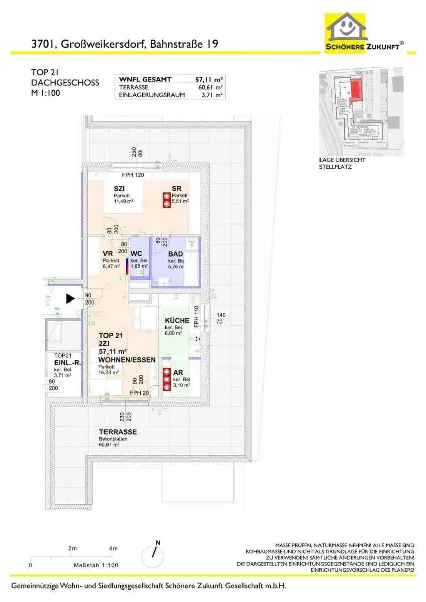 2-Zimmer-Wohnung mieten in Tulln – 57,11 m², € 964 – Bild 8 von 14