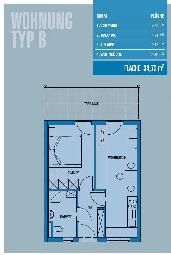 2-Zimmer-Wohnung mieten in Graz – 34,72 m², € 637 – Bild 9 von 9