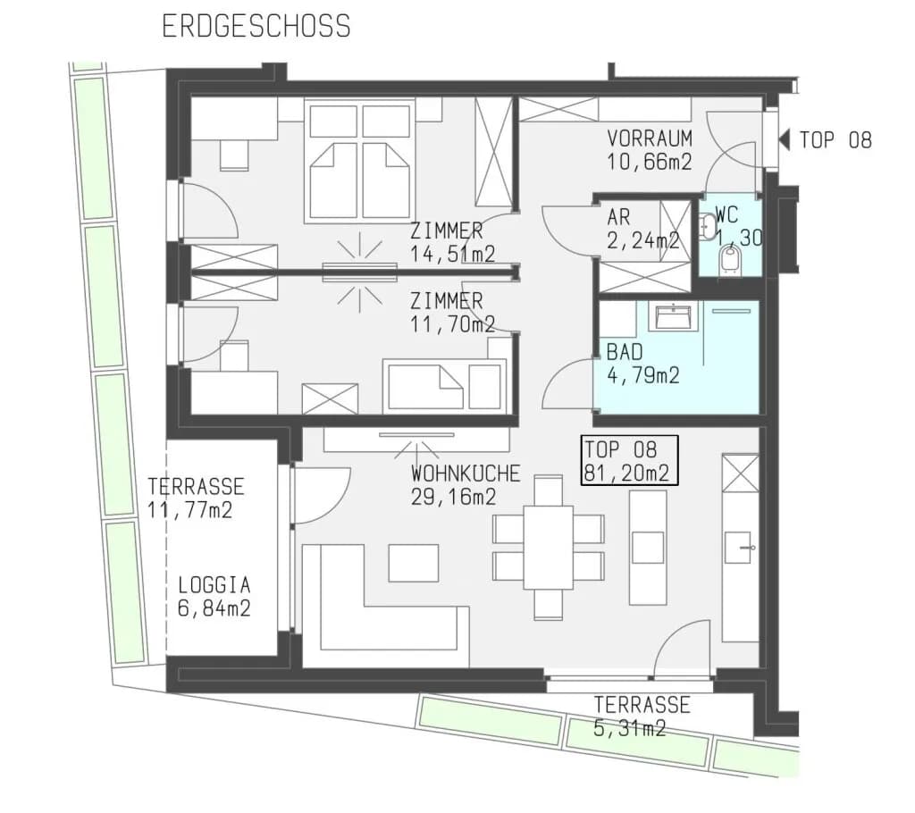 2-Zimmer-Wohnung mieten in Hollabrunn – 49,52 m², € 914 – Bild 9 von 9
