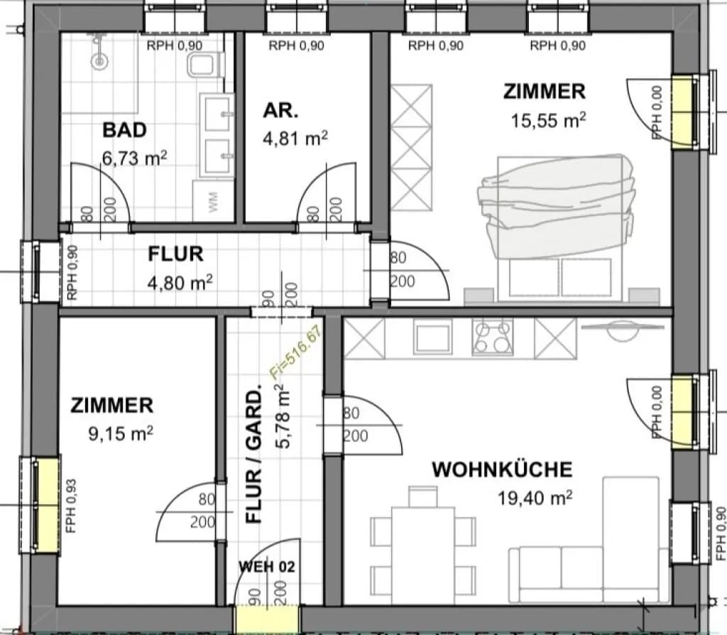 3-Zimmer-Wohnung kaufen in Salzburg-Umgebung – 66,22 m², € 410.000 – Bild 2 von 4