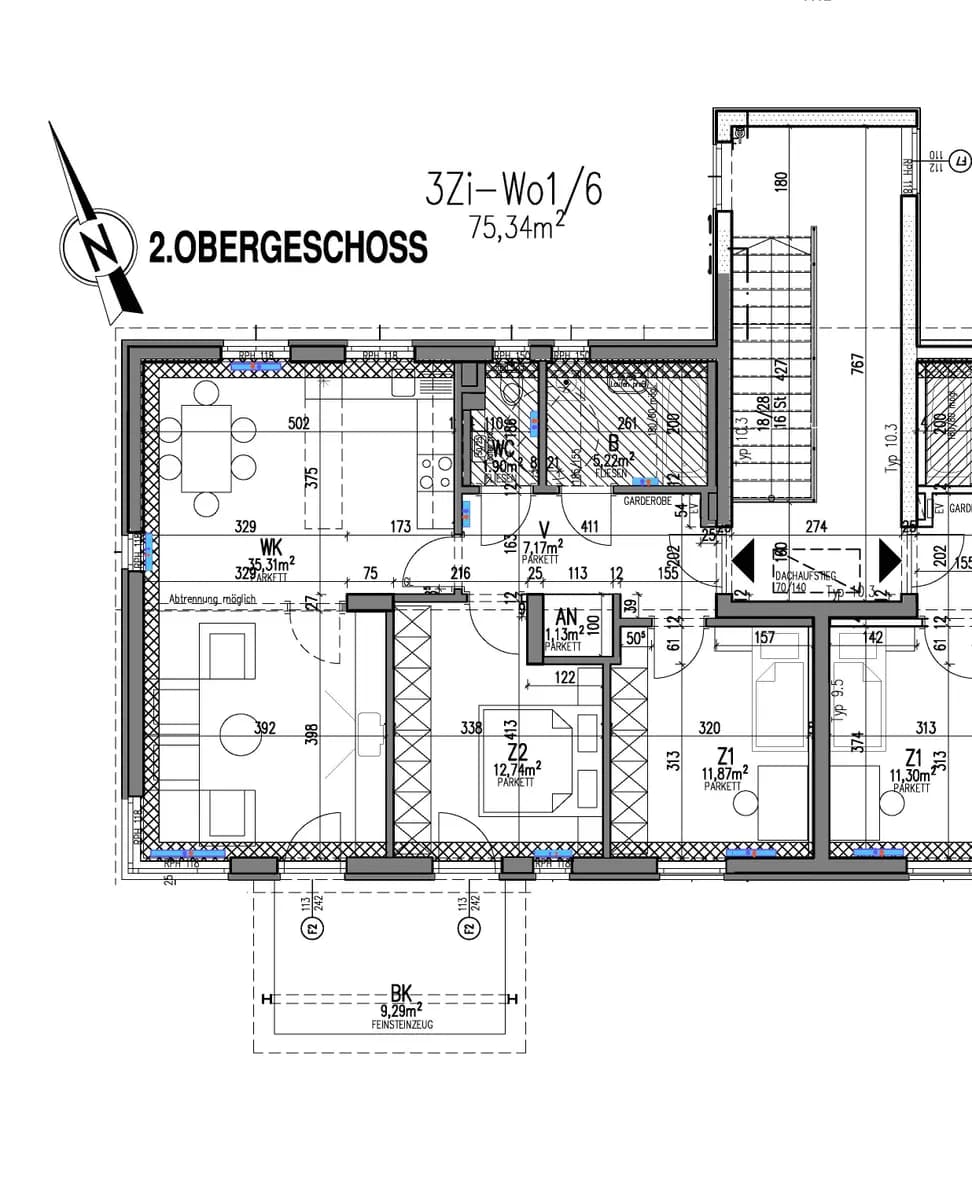 3-Zimmer-Wohnung mieten in Murau – 75,3 m², € 752 – Bild 2 von 2