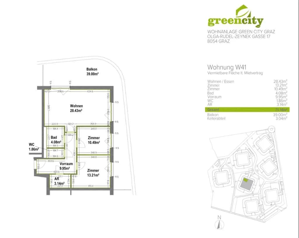 3-Zimmer-Wohnung mieten in Graz – 71 m², € 1.187 – Bild 6 von 6