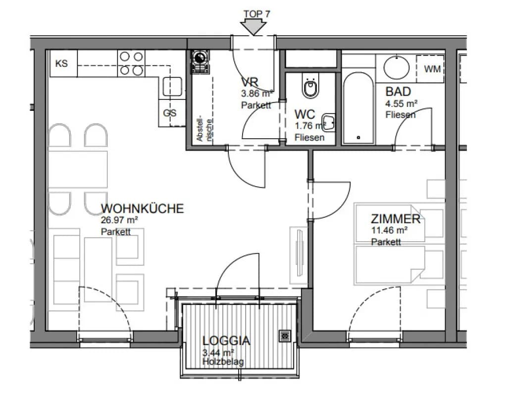 2-Zimmer-Wohnung mieten in Wien – 48,6 m², € 1.090 – Bild 21 von 21