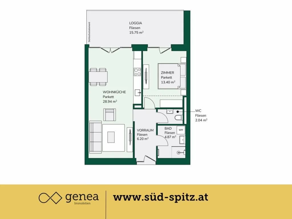 2-Zimmer-Wohnung mieten in Graz – 55,74 m², € 839 – Bild 2 von 15