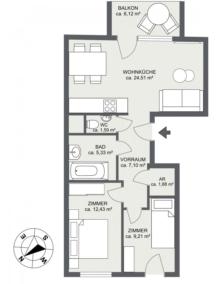 3-Zimmer-Wohnung kaufen in Wien – 62,05 m², € 345.000 – Bild 14 von 14