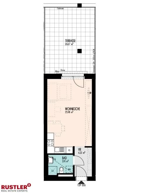 1-Zimmer-Wohnung mieten in Graz – 34,04 m², € 550 – Bild 3 von 4