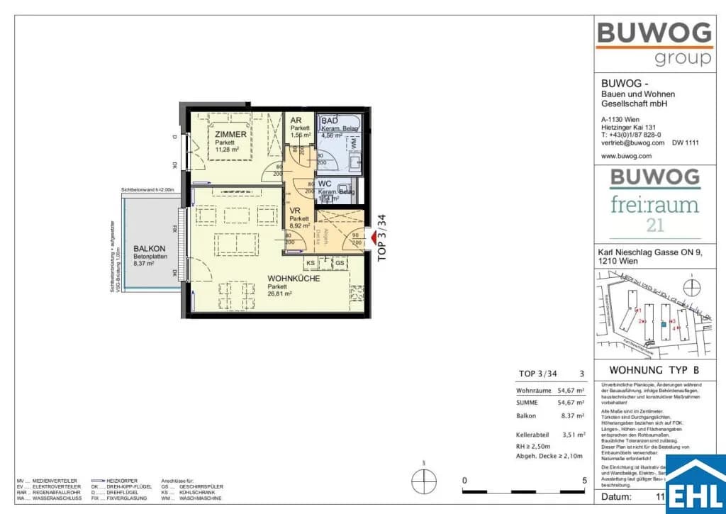 2-Zimmer-Wohnung mieten in Wien – 54,67 m², € 915 – Bild 9 von 9