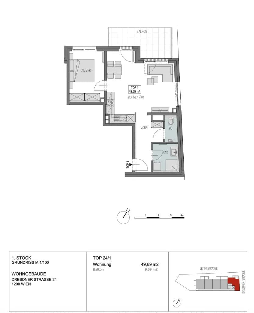 2-Zimmer-Wohnung mieten in Wien – 49,69 m², € 999 – Bild 17 von 17