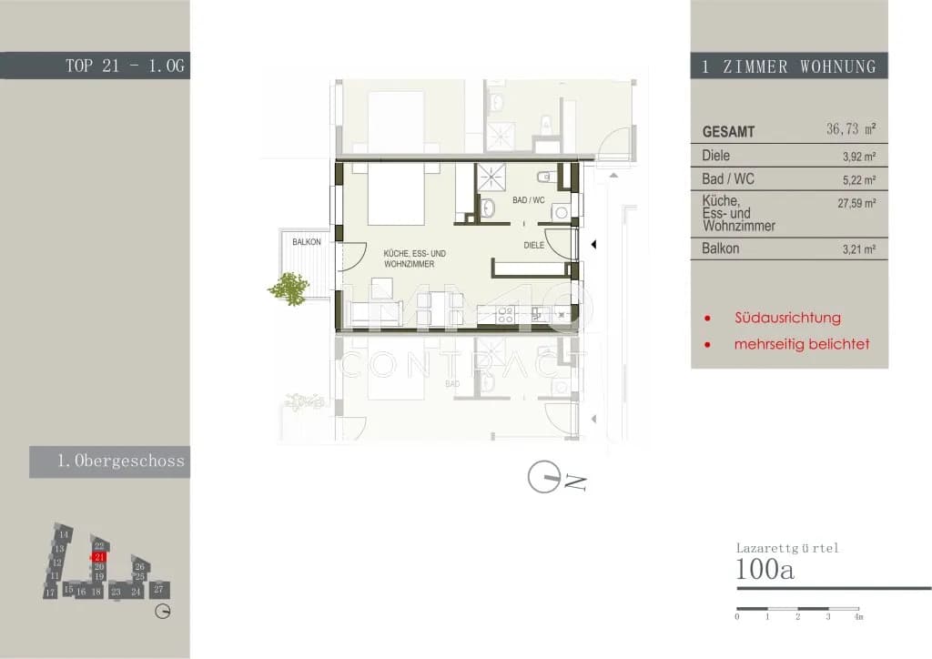 1-Zimmer-Wohnung mieten in Graz – 36,73 m², € 423 – Bild 10 von 10