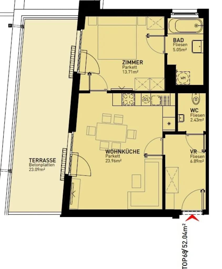 2-Zimmer-Wohnung mieten in Wien – 52,04 m², € 999 – Bild 10 von 10