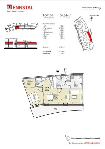 2-Zimmer-Wohnung mieten in Graz – 64,84 m², € 924 – Bild 3 von 3