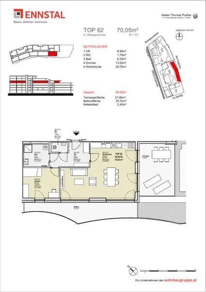 2-Zimmer-Wohnung mieten in Graz – 70,05 m², € 1.070 – Bild 3 von 3