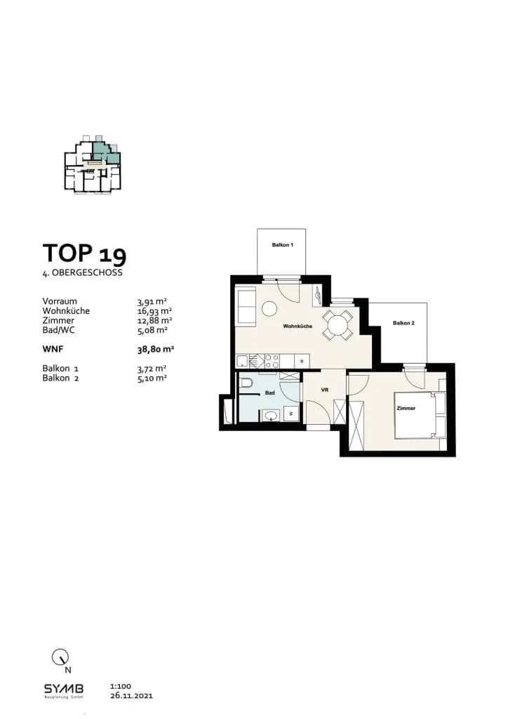 2-Zimmer-Wohnung mieten in Wien – 38,8 m², € 1.037 – Bild 9 von 9
