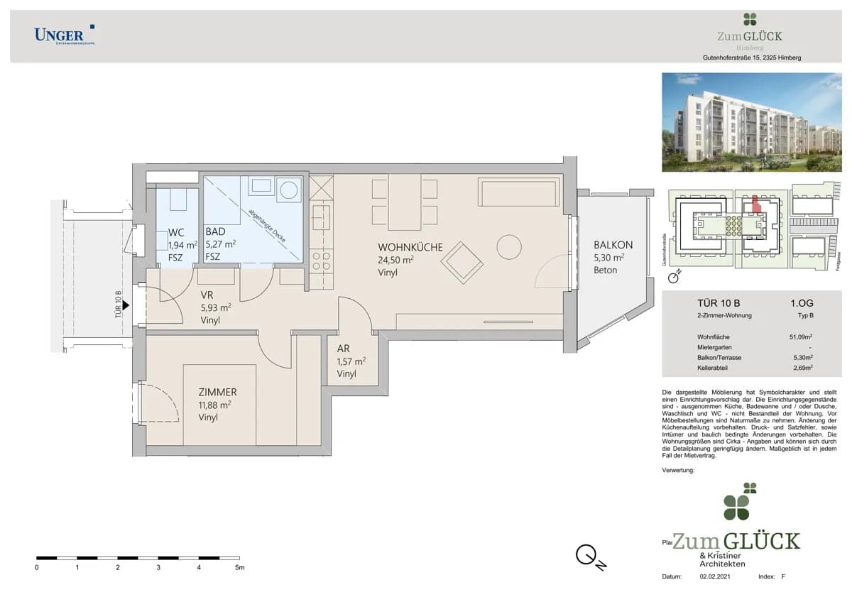2-Zimmer-Wohnung mieten in Bruck an der Leitha – 51,09 m², € 895 – Bild 8 von 8
