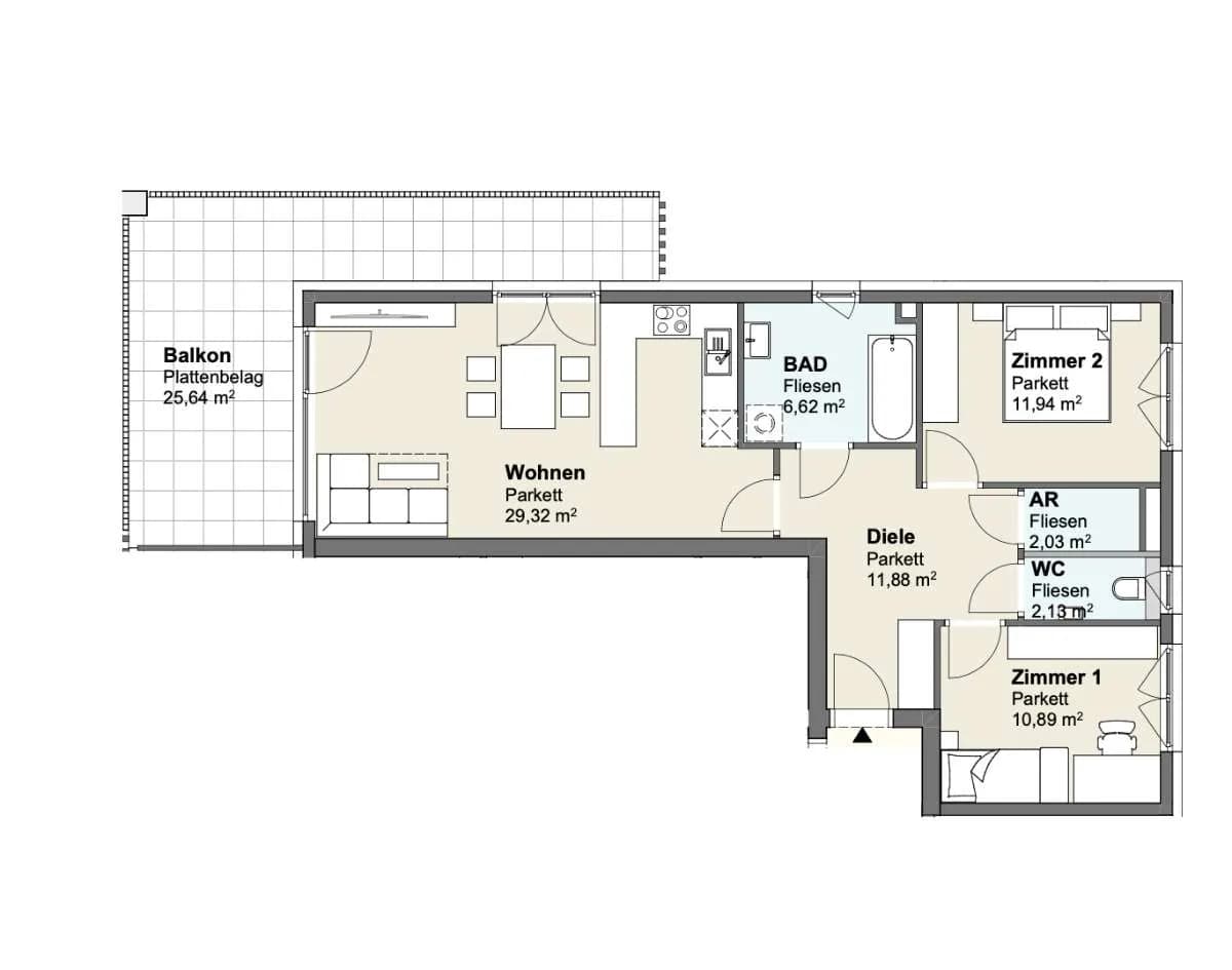 3-Zimmer-Wohnung kaufen in Villach Land – 74 m², € 479.000 – Bild 2 von 5