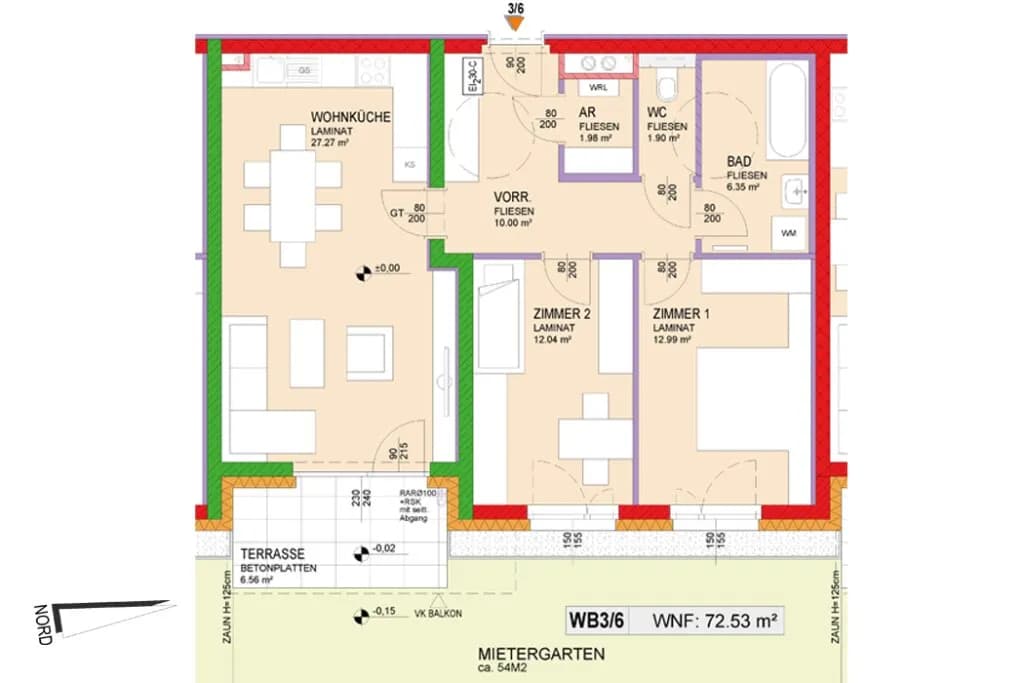 3-Zimmer-Wohnung mieten in Sankt Pölten Land – 72,53 m², € 799 – Bild 2 von 7