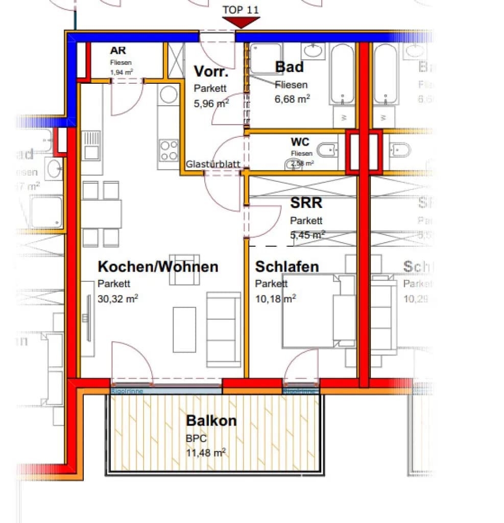 2-Zimmer-Wohnung mieten in Eferding – 63,11 m², € 891 – Bild 8 von 9