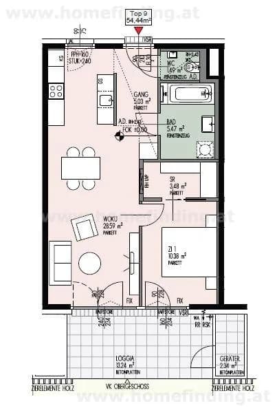 2-Zimmer-Wohnung mieten in Eisenstadt – 54,44 m², € 928 – Bild 8 von 9