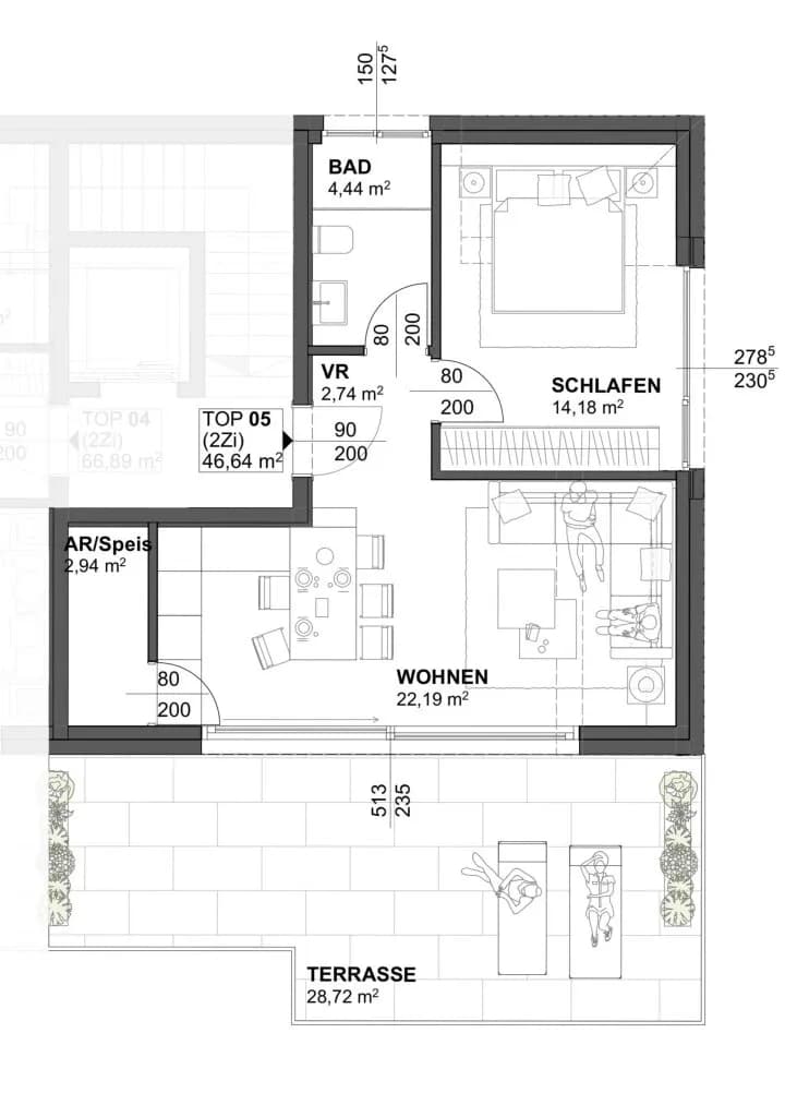 2-Zimmer-Wohnung kaufen in Salzburg Stadt – 46 m², € 655.000 – Bild 4 von 4
