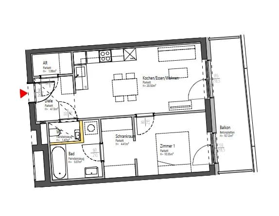 2-Zimmer-Wohnung mieten in Graz – 47,93 m², € 765 – Bild 8 von 9