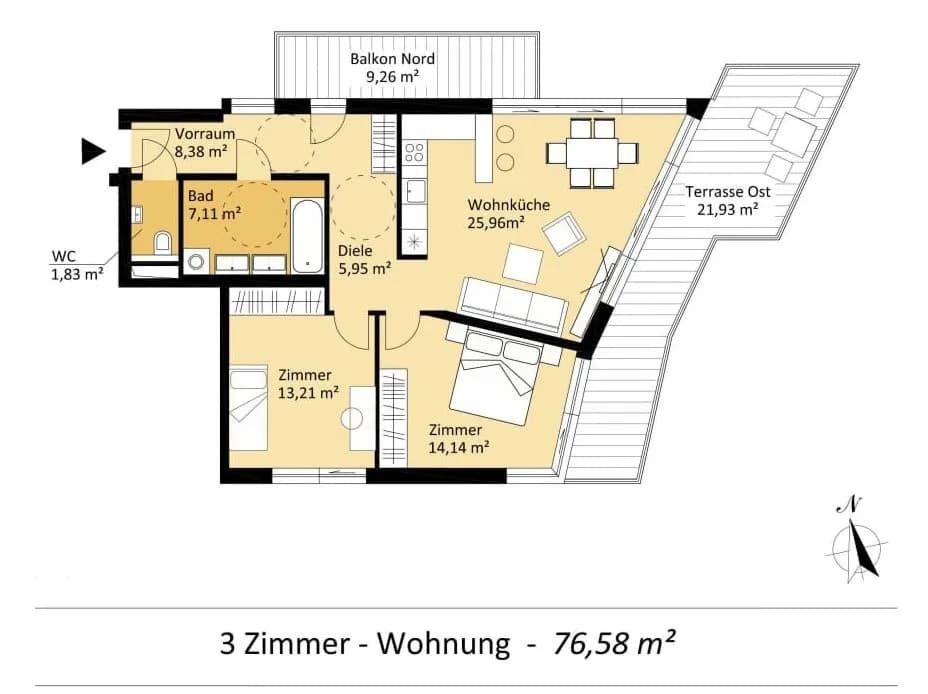 3-Zimmer-Wohnung mieten in Wien – 77 m², € 1.885 – Bild 4 von 18