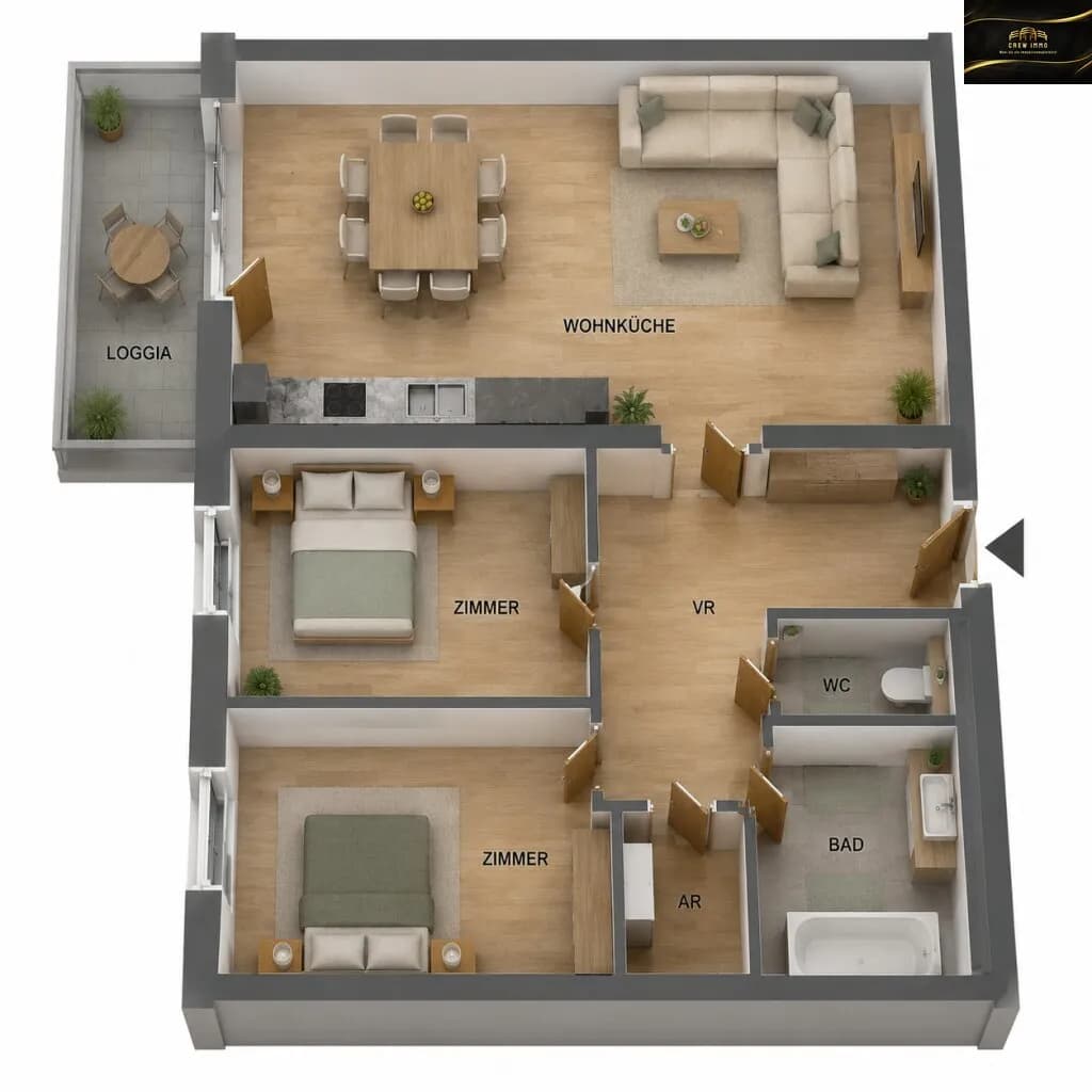 3-Zimmer-Wohnung kaufen in Wiener Neustadt – 73 m², € 325.000 – Bild 8 von 11