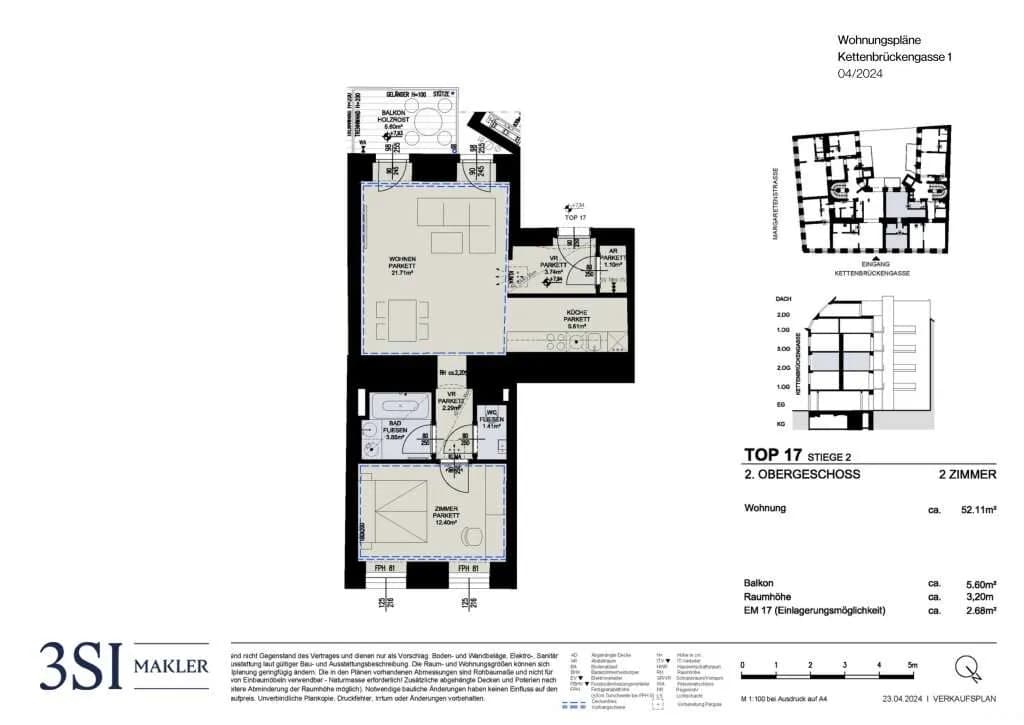 2-Zimmer-Wohnung kaufen in Wien – 52,11 m², € 559.000 – Bild 9 von 9