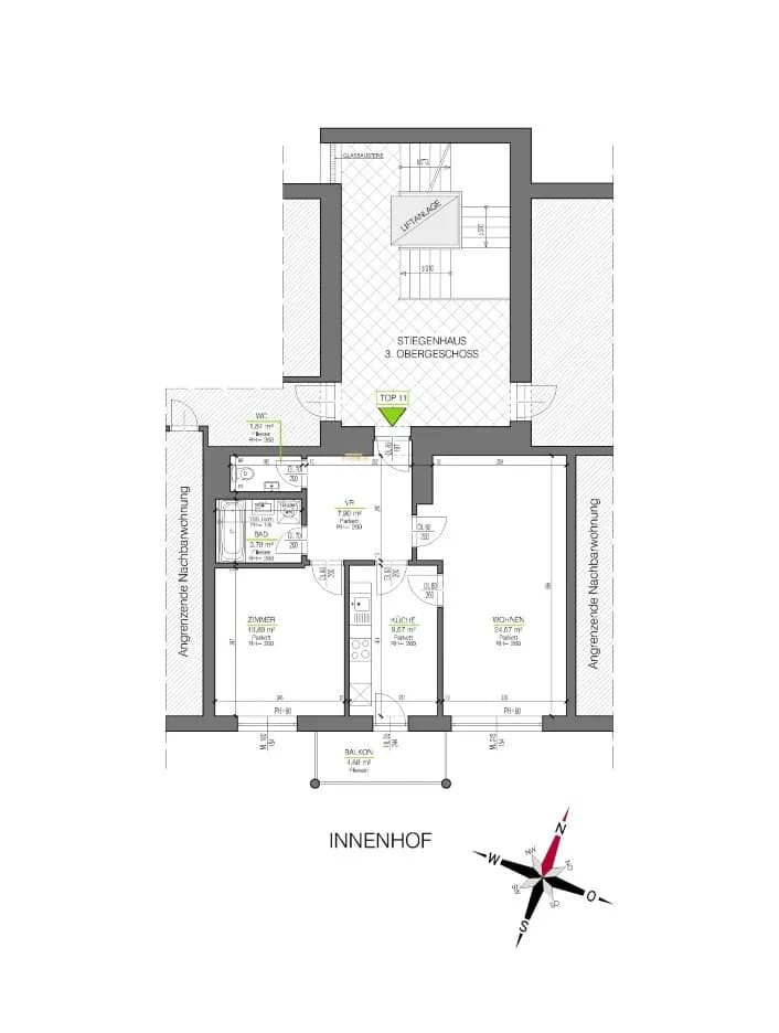 2-Zimmer-Wohnung mieten in Graz – 61,55 m², € 900 – Bild 3 von 6