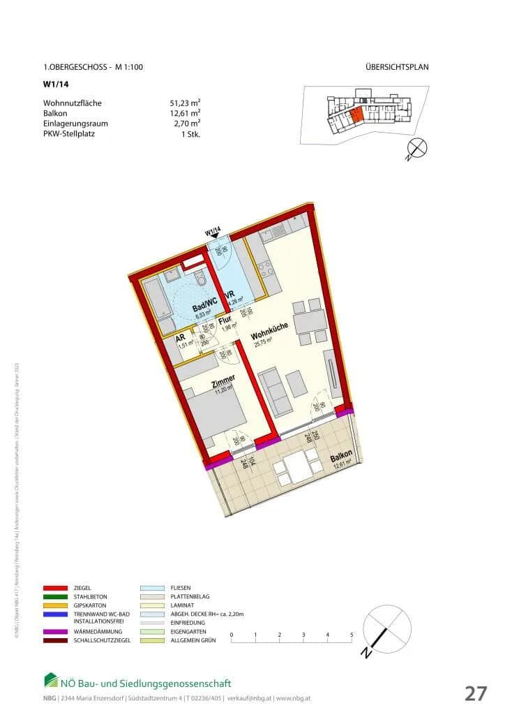 2-Zimmer-Wohnung mieten in Scheibbs – 52,02 m², € 531 – Bild 2 von 3