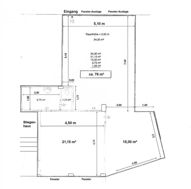 2-Zimmer-Gewerbeimmobilie kaufen in Salzburg Stadt – 76 m² – Bild 1 von 5