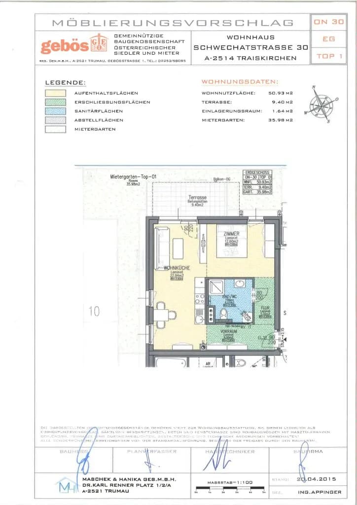 1-Zimmer-Wohnung mieten in Baden – 50,93 m², € 720 – Bild 4 von 4