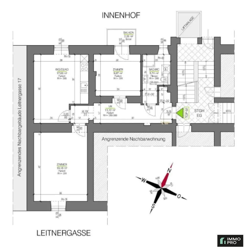 3-Zimmer-Wohnung mieten in Graz – 63,5 m², € 877