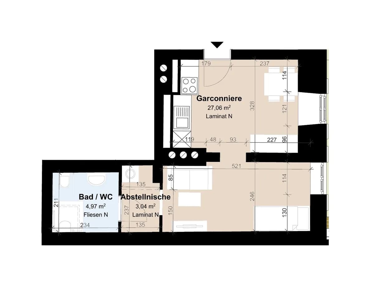 2-Zimmer-Wohnung mieten in Graz – 35,07 m², € 364