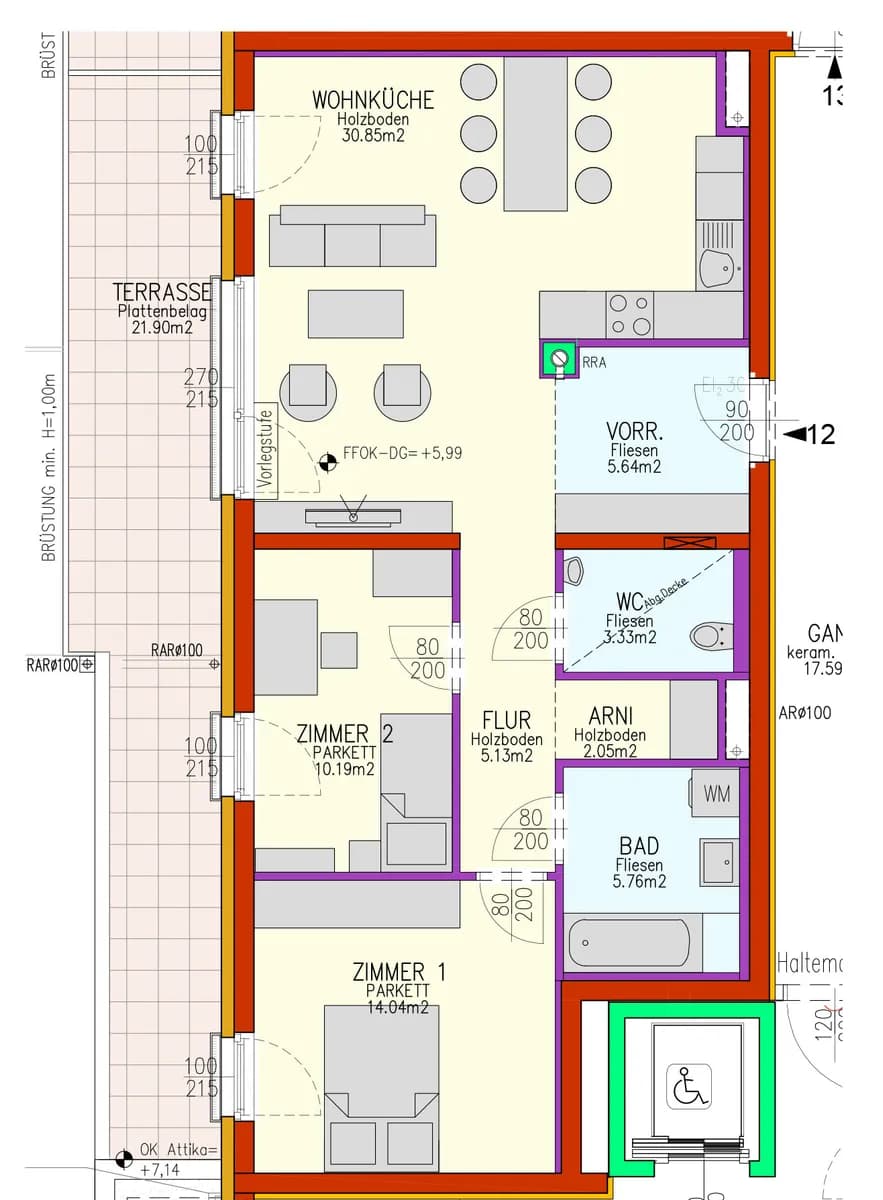 3-Zimmer-Wohnung mieten in Gänserndorf – 76,99 m², € 845 – Bild 3 von 3
