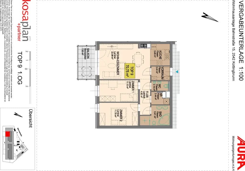 3-Zimmer-Wohnung mieten in Baden – 70,75 m², € 989 – Bild 14 von 17
