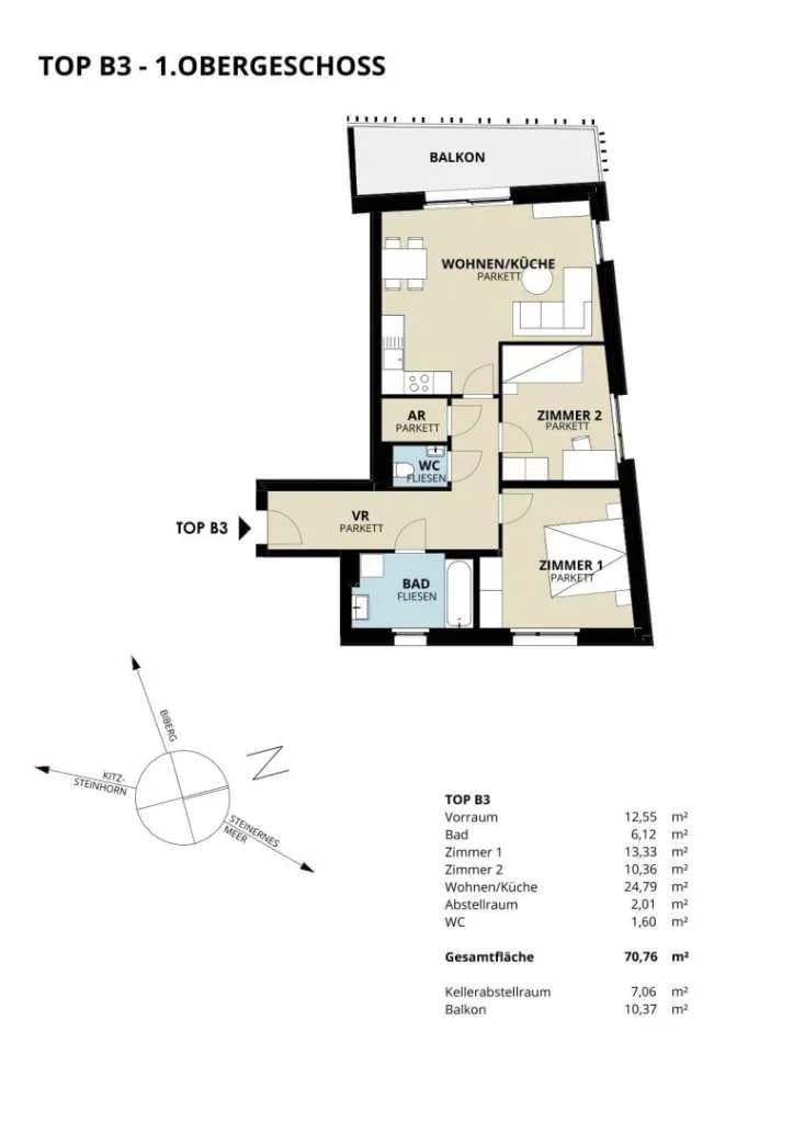 3-Zimmer-Wohnung kaufen in Zell am See – 70,76 m², € 455.952 – Bild 3 von 3