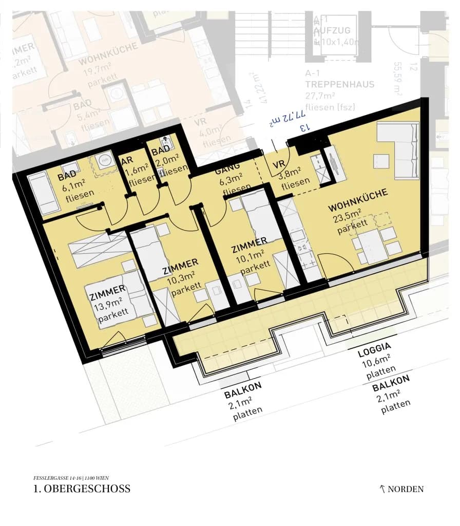 4-Zimmer-Wohnung kaufen in Wien – 77,6 m², € 567.500 – Bild 11 von 11