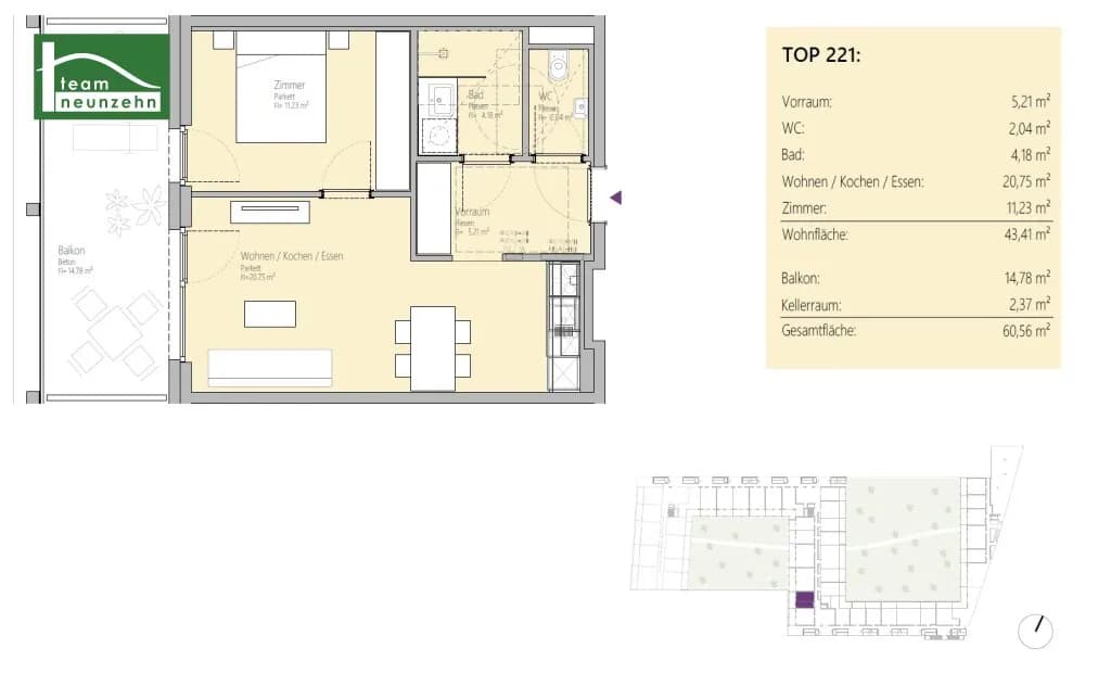 2-Zimmer-Wohnung mieten in Graz – 43,41 m², € 649 – Bild 15 von 15