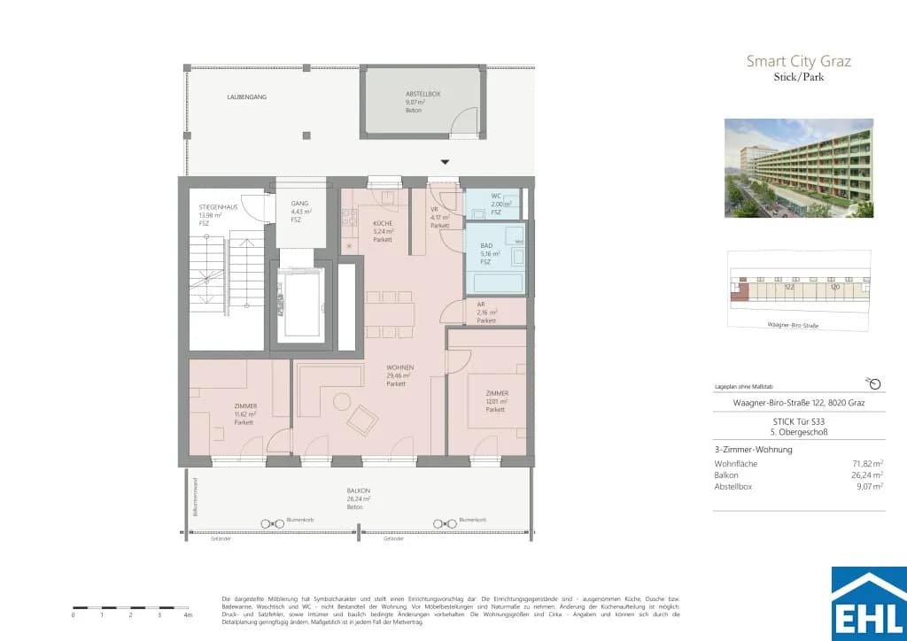 3-Zimmer-Wohnung mieten in Graz – 71,82 m², € 1.150 – Bild 22 von 22