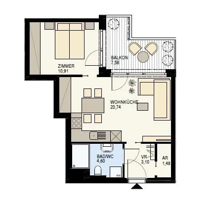 2-Zimmer-Wohnung kaufen in Wien – 40,83 m², € 490.900 – Bild 8 von 11