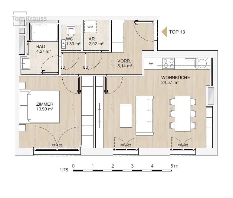 2-Zimmer-Wohnung kaufen in Wien – 54,23 m², € 517.700 – Bild 14 von 17