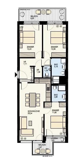 4-Zimmer-Wohnung kaufen in Wien – 85,59 m², € 1.015.300 – Bild 8 von 10