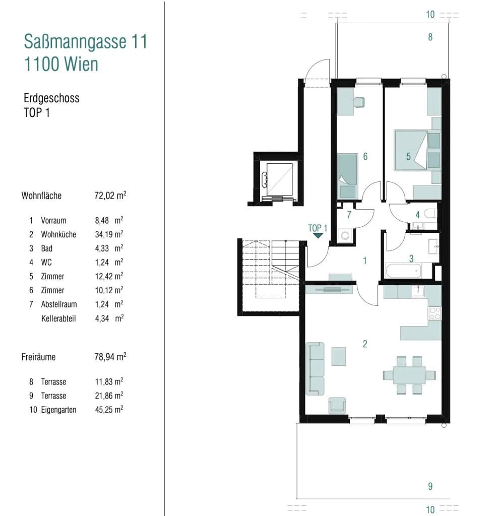 3-Zimmer-Wohnung mieten in Wien – 72,02 m², € 1.838 – Bild 13 von 13
