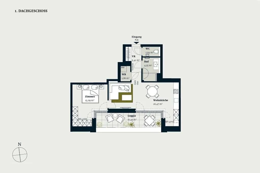 2-Zimmer-Wohnung kaufen in Wien – 55,32 m², € 586.400 – Bild 2 von 13