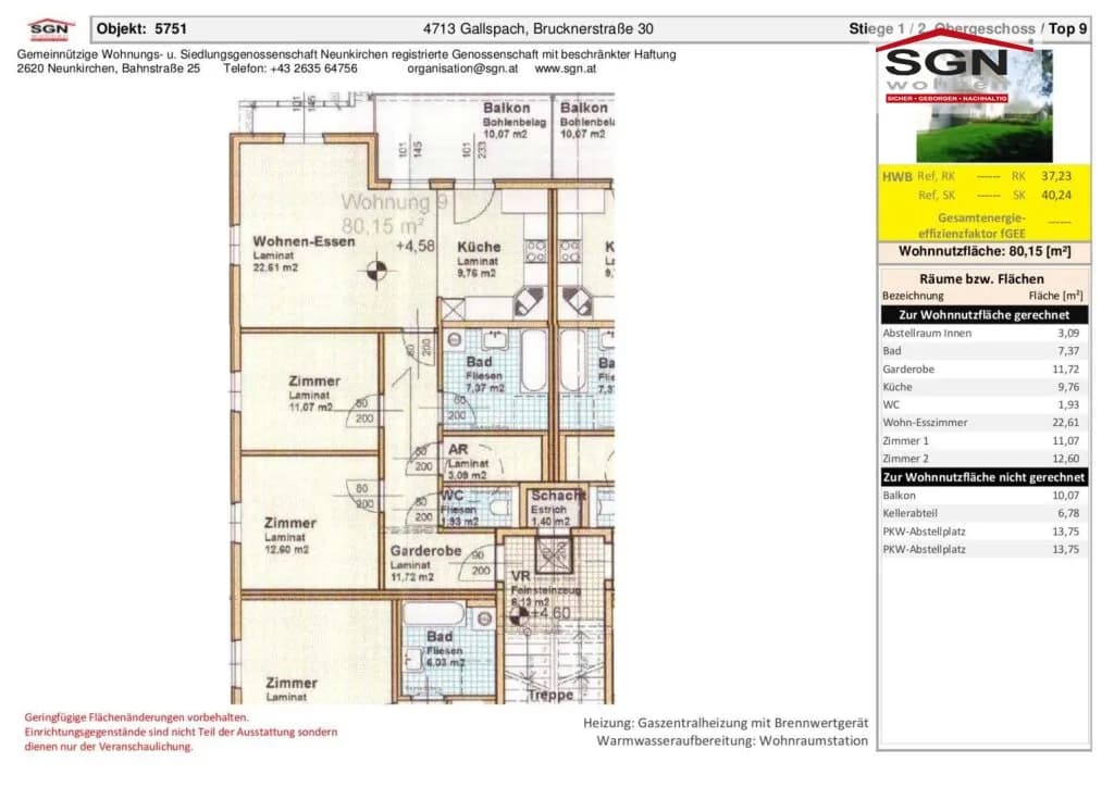 3-Zimmer-Wohnung mieten in Grieskirchen – 80,15 m², € 744 – Bild 10 von 10