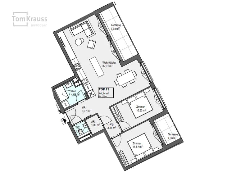 3-Zimmer-Wohnung kaufen in Wien – 74,24 m², € 539.000 – Bild 4 von 11