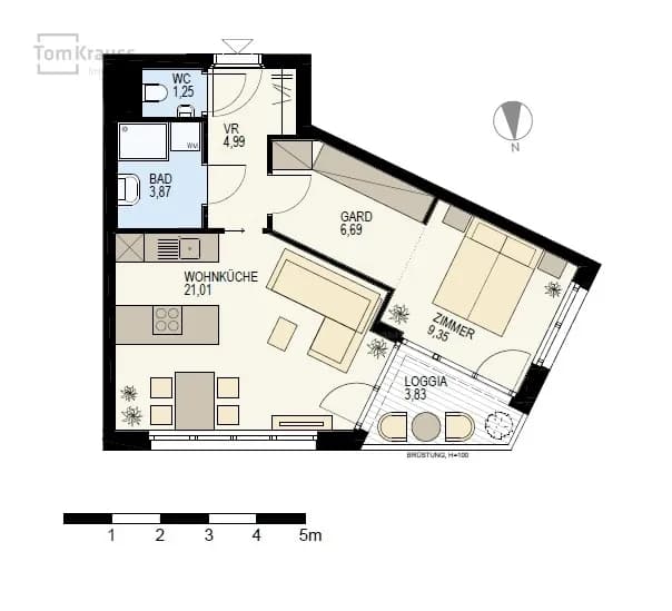 2-Zimmer-Wohnung kaufen in Wien – 50,99 m², € 298.900 – Bild 1 von 13