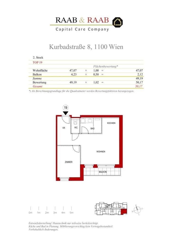 2-Zimmer-Wohnung kaufen in Wien – 47,07 m² – Bild 3 von 3