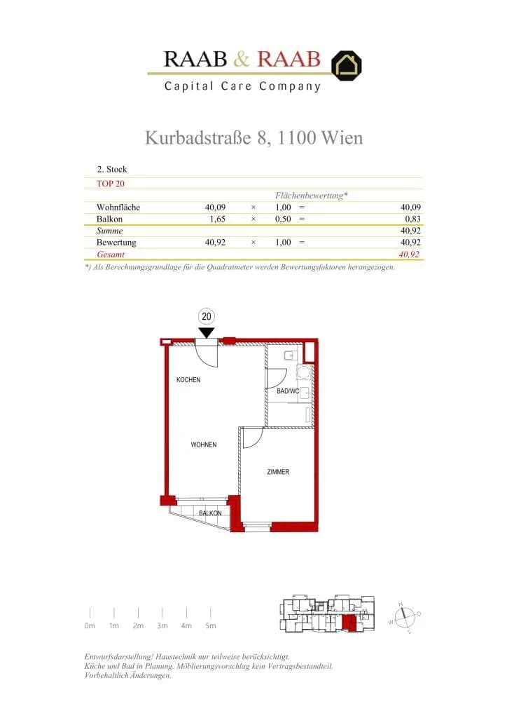 2-Zimmer-Wohnung kaufen in Wien – 40,09 m² – Bild 3 von 3